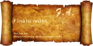 Finály Anikó névjegykártya